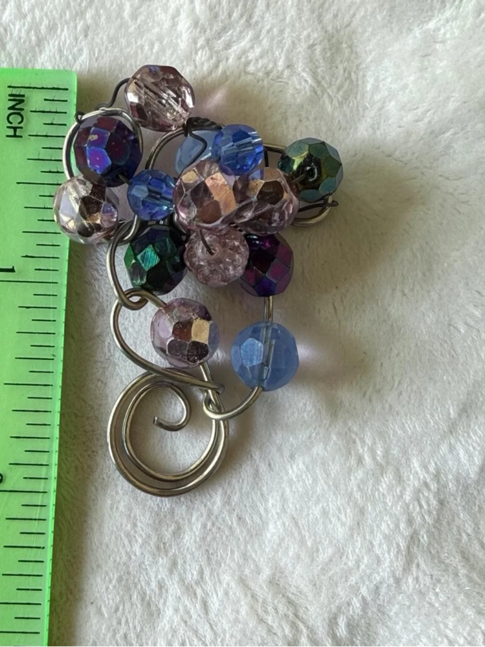 Multicolor Faceted Bead Brooch Wire Wrapped Abstract Artisan Statement Pin